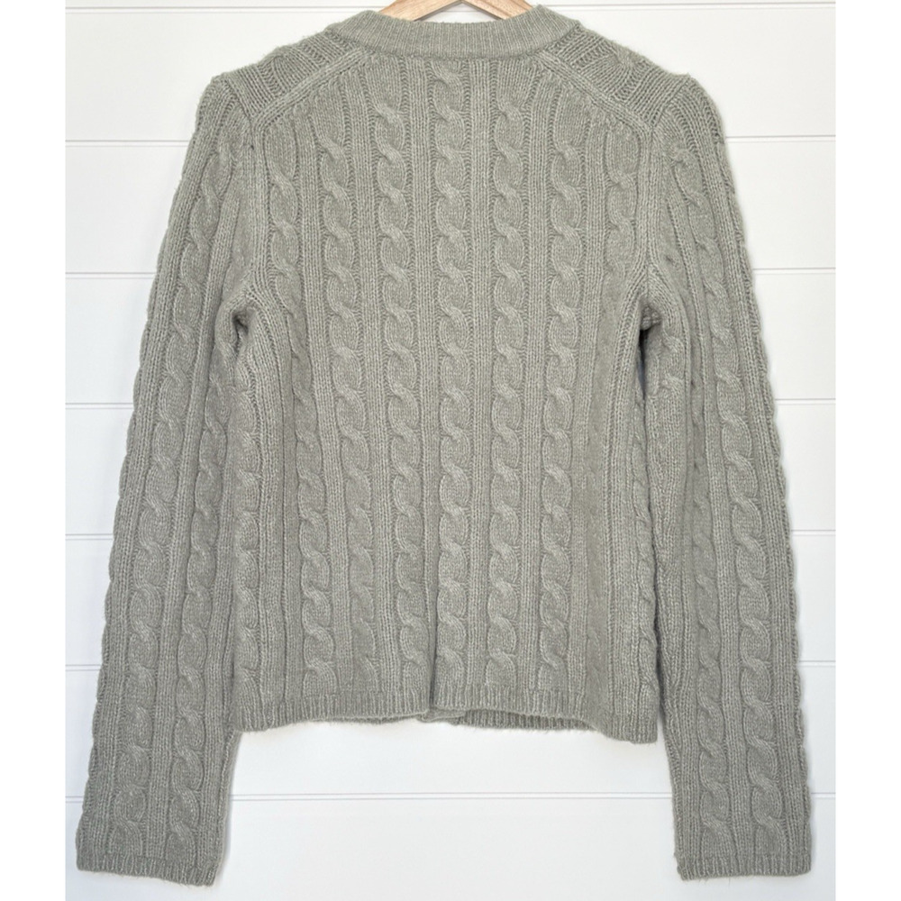 Abercrombie & Fitch Cable Crew Cardigan Sweater Olive Green Gold Buttons Cozy S - Picture 7 of 10